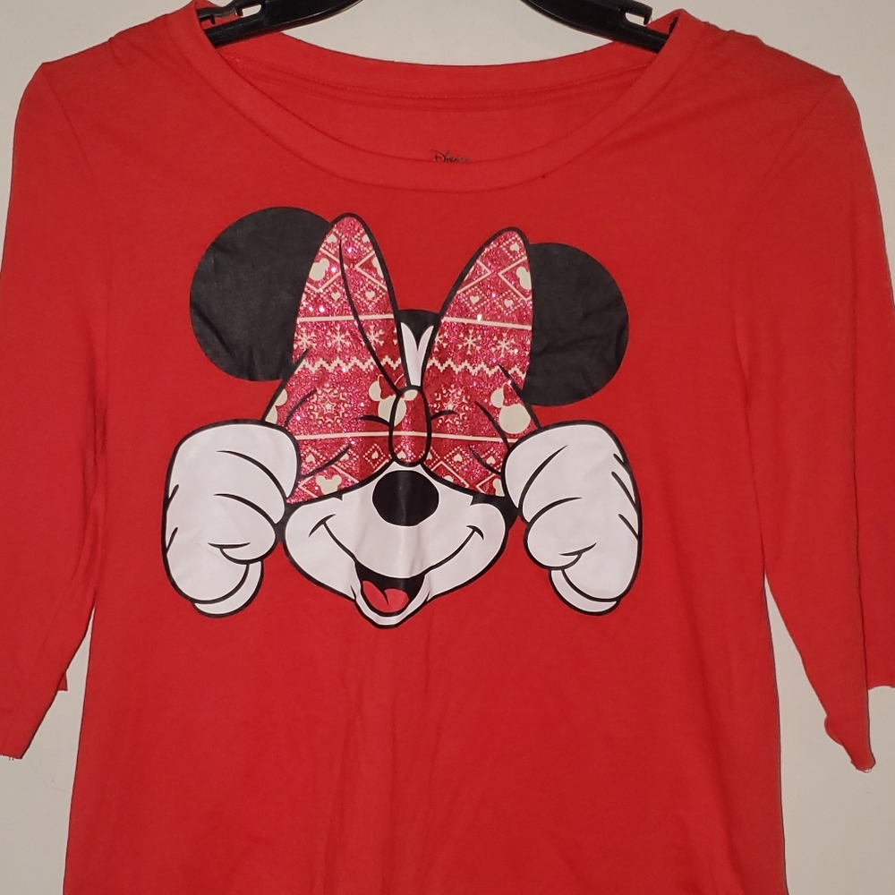 MINNIE MOUSE RED BOW RED LONG SLEEVE SHIRT